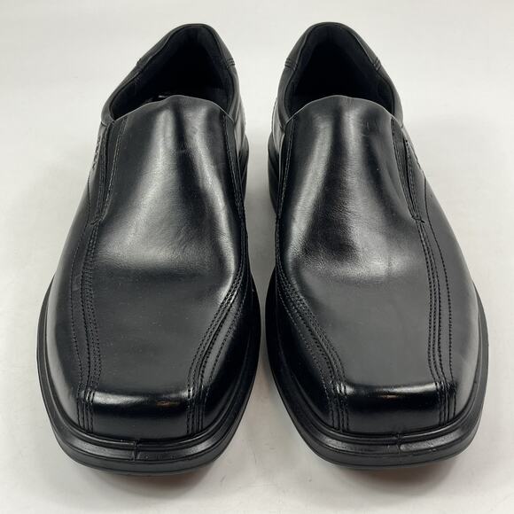 New Ecco Mens Slip On Loafer Dress Shoe Sz13 HELSINKI Black Leather Square Toe main image 8